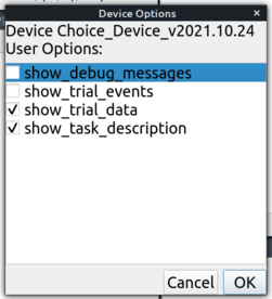 Device Options Dialog