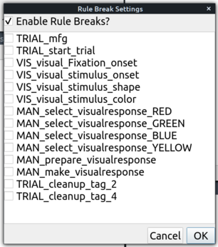 Rule Break Settings Dialog