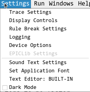 Settings Menu