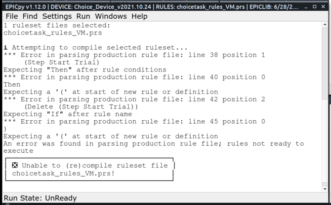 Normal Output Rule Error